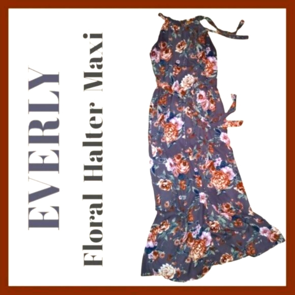 Everly Halter Floral Maxi Sz S - Picture 2 of 9